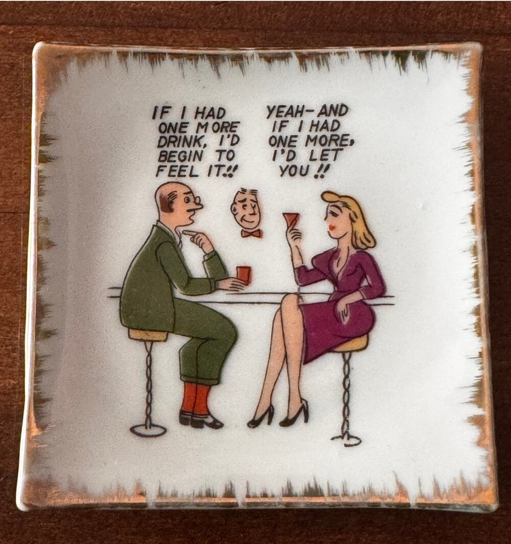 Vintage Mid Century Ceramic Ashtray - Retro Bar Humor - 1960's Kitsch